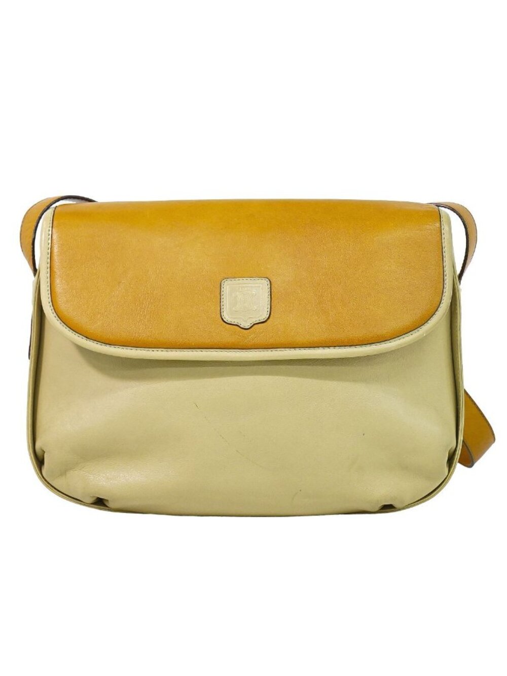 Celine Leather Shoulder Bag Pochette Beige